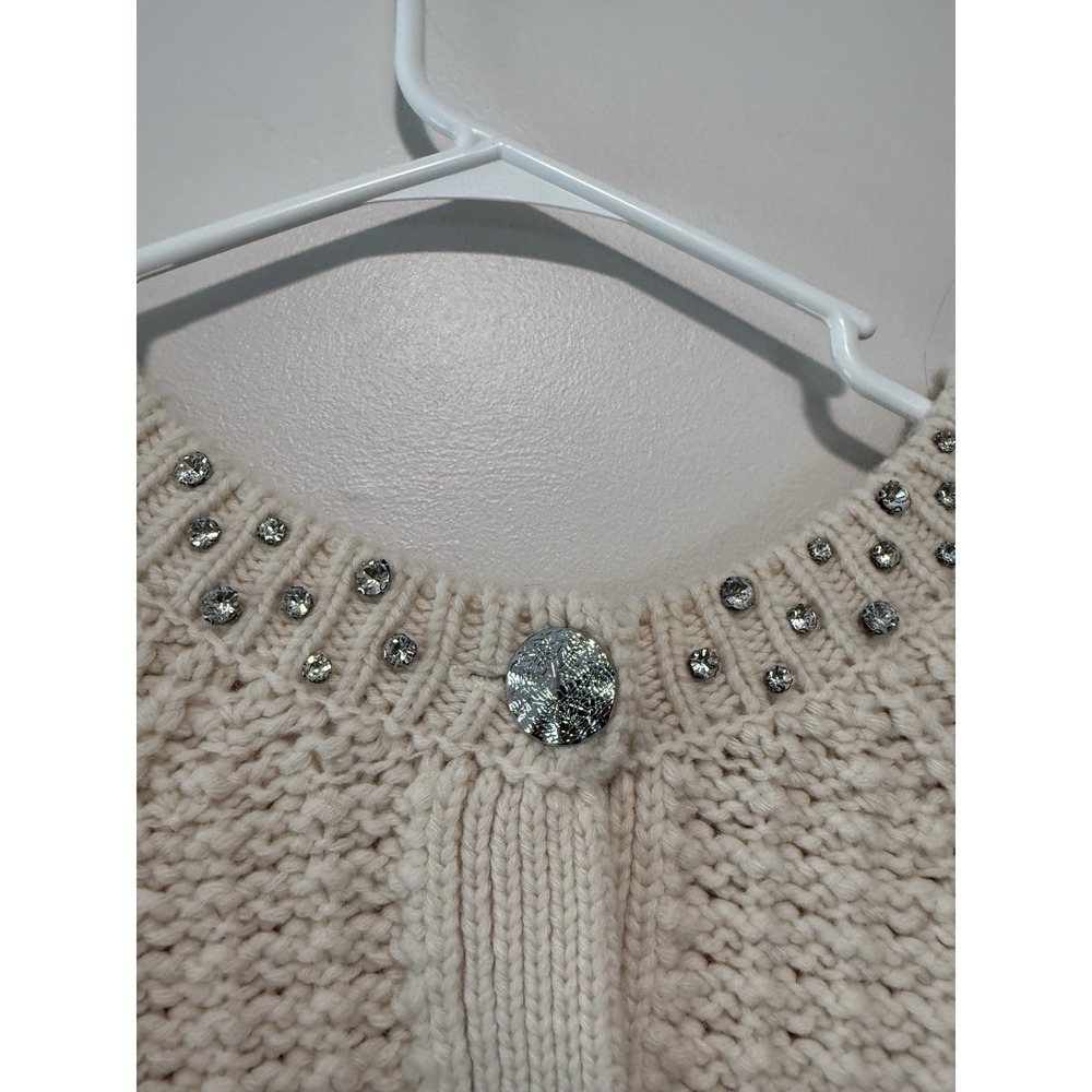 ba&sh Wool Cream Rhinestone Oswald Reversible Cardigan Sweater Size Small - Picture 7 of 9